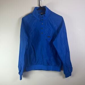 VTG Eddie Bauer blue nylon 1/4 snap button active windbreaker pullover mens S
